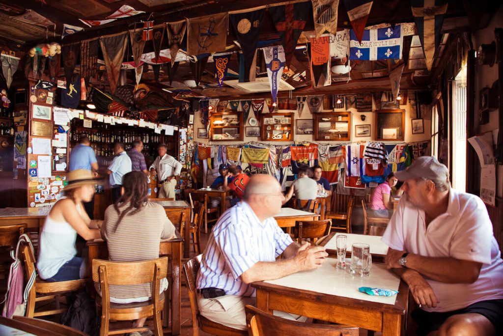 The interior of Peter Café Sport, in Faial, is the most famous café in the Azores.